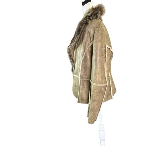 Allen B by Allen Schwartz Faux Fur Synthetic Shearling Brown Suede XL Jacket - Picture 3 of 7